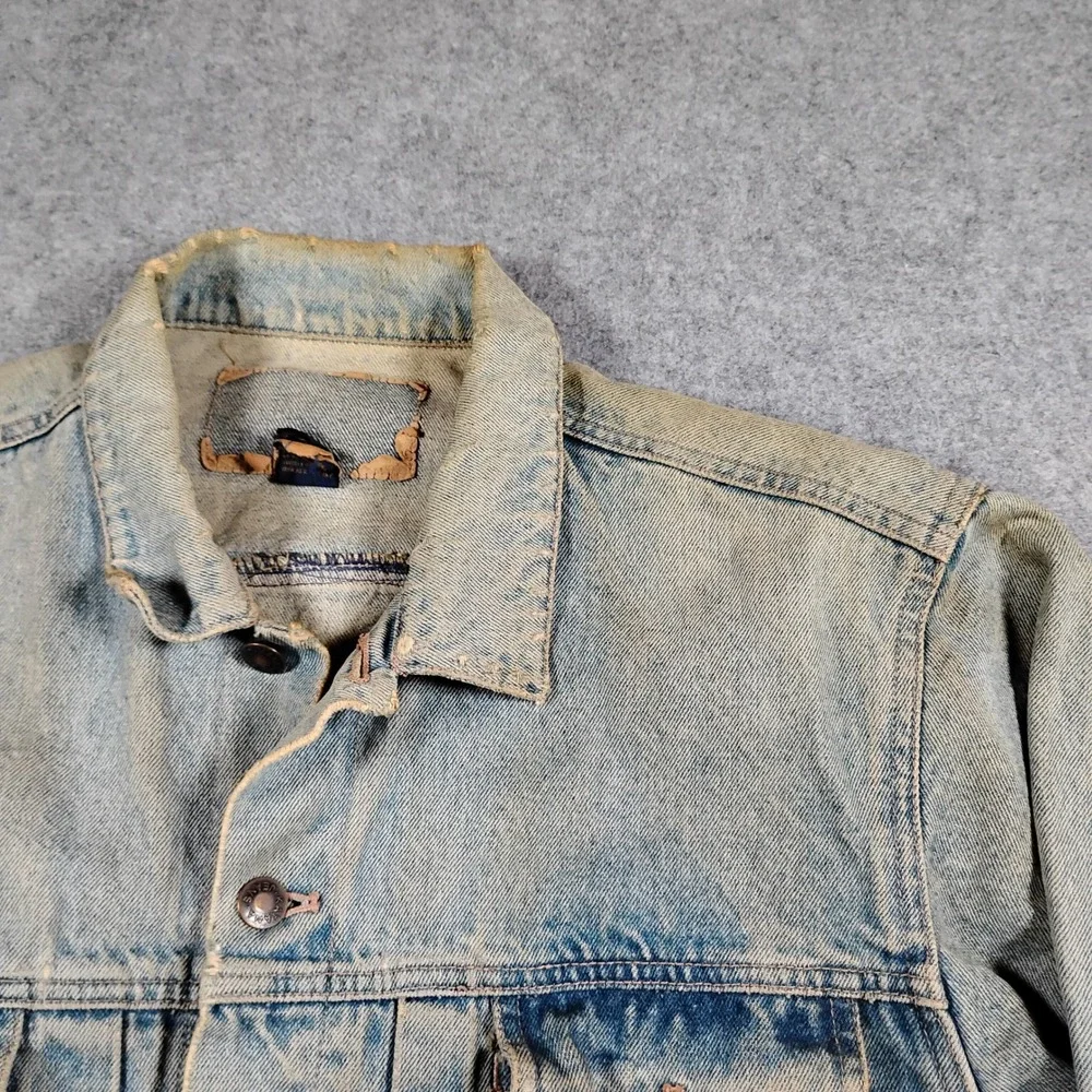 Vintage Katana Jeans Denim Trucker Jacket Light Wash Blue Mens Size Medium‎ M